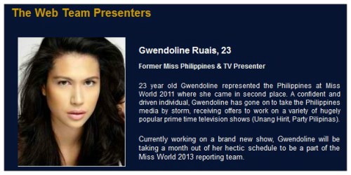 Gwen Presenting At Miss World 2013