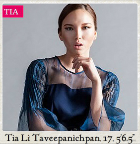 from Thailand, Tia's the youngest contestant ever in the two seasons of Asia's Next Top Model and is still a student