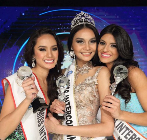 Kris Tiffany Janson, Phataraporn Wang of Thailand and Jeslie Mergal of Cuba