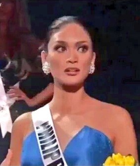 Miss Philippines Pia Wurtzbach reacts in disbelief!