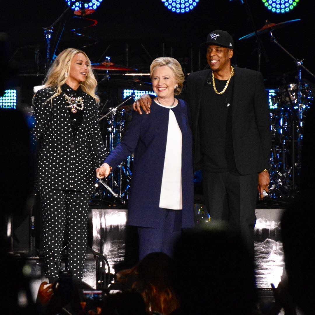 Hillary is joined by power couple Beyonce and Jay-Z to rally the crowd in Cleveland to turn out to vote for the only sane candidate this year - and no, it ain't Donald! 